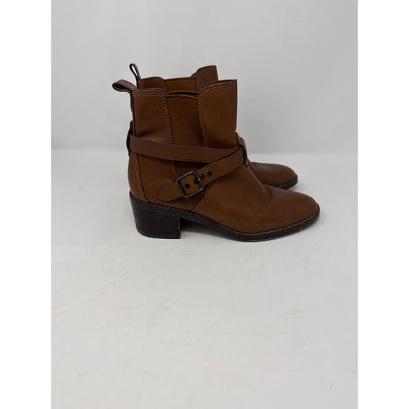 Coach Women's Buckle Chelsea Ankle Boots FG1002 Leather Dark Saddle Brown 8.5B - Picture 3 of 9